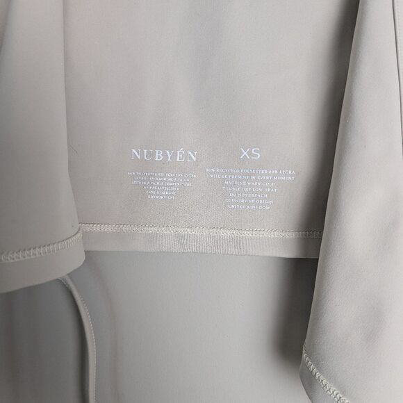 Nubyen Cream Wrap Activewear Top Women’s Long Sleeve Cropped XS Yoga Gym - Picture 2 of 8